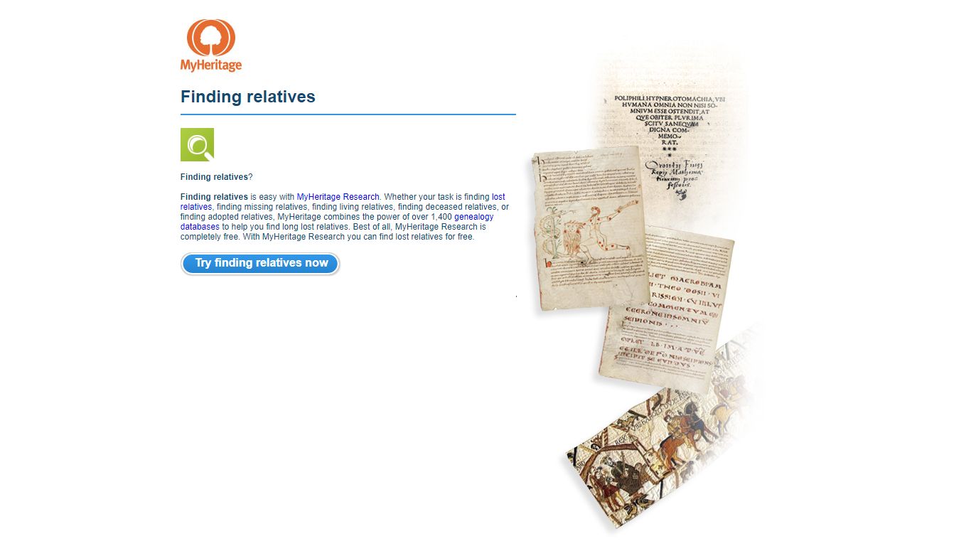 Finding relatives - MyHeritage